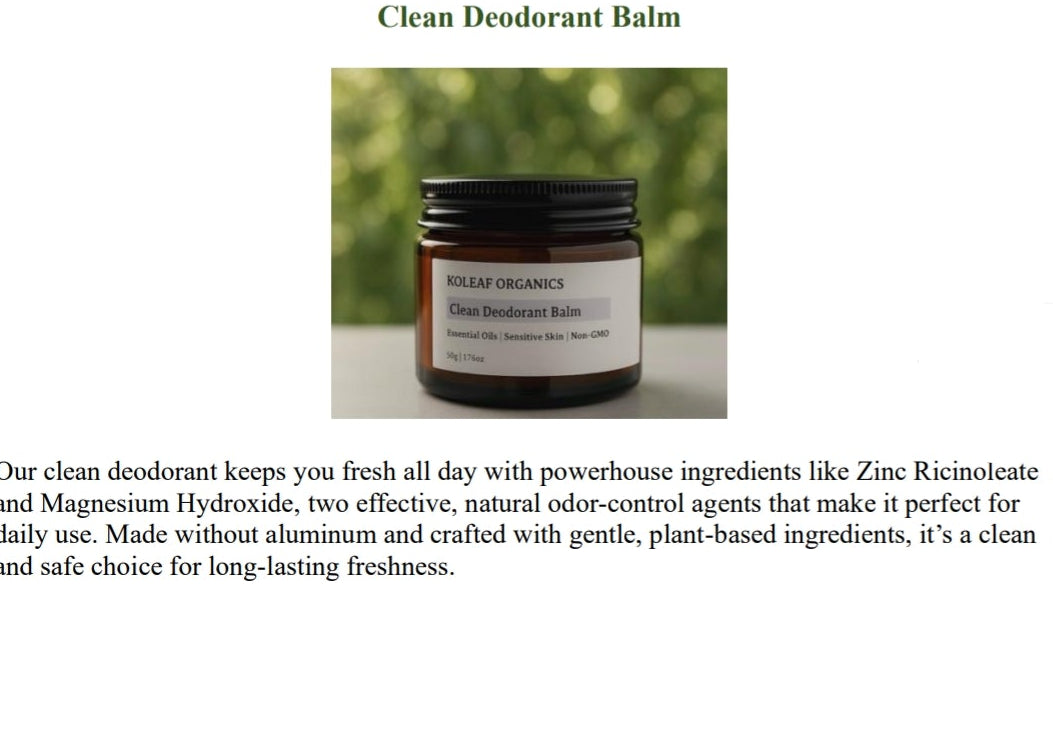 Koleaf Organics Clean Deodorant Balm
